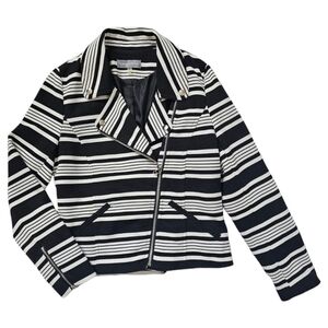 BAGATELLE Size M Black White Striped bomber jacket